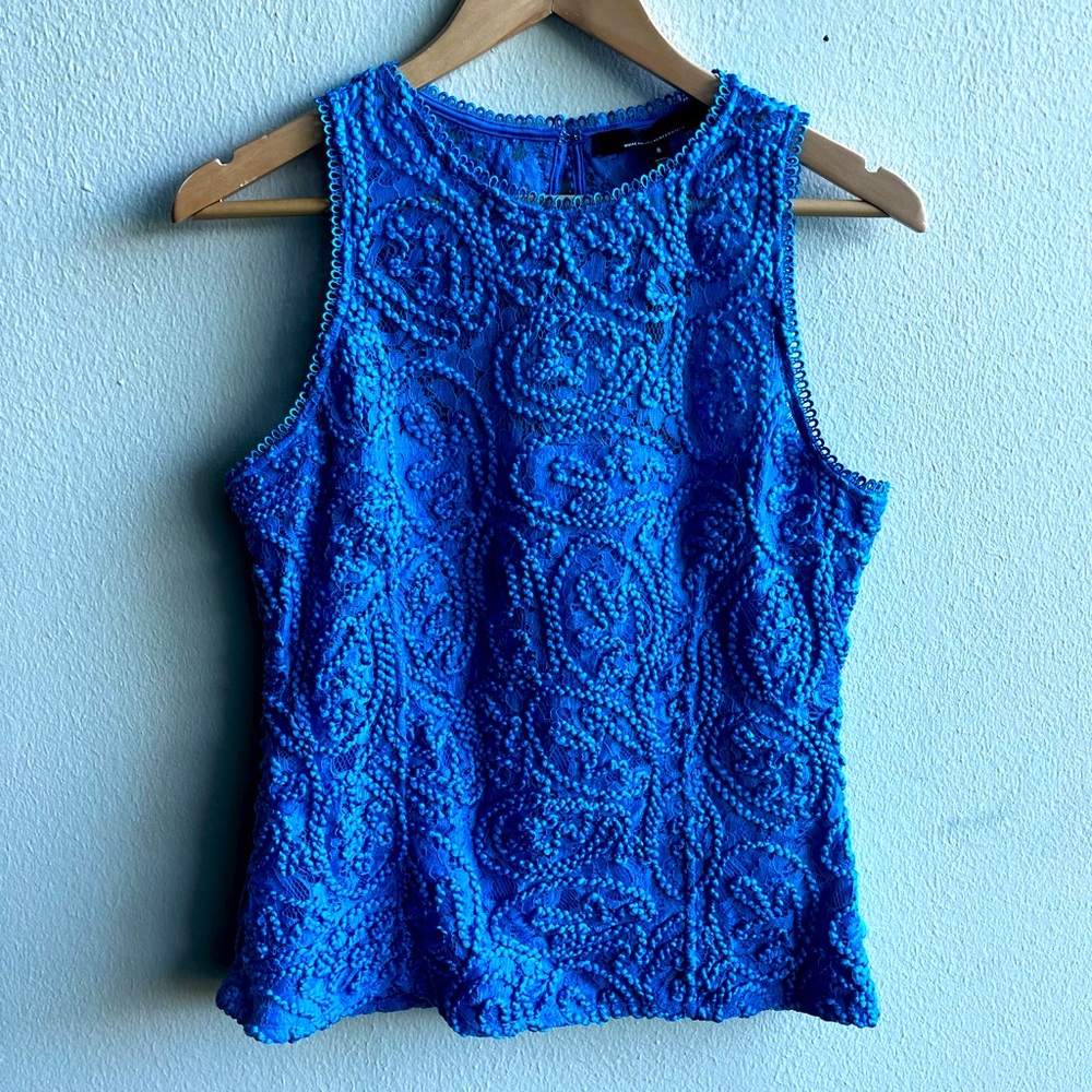 NWOT White House Black Market Blue women’s Textured Tank Top